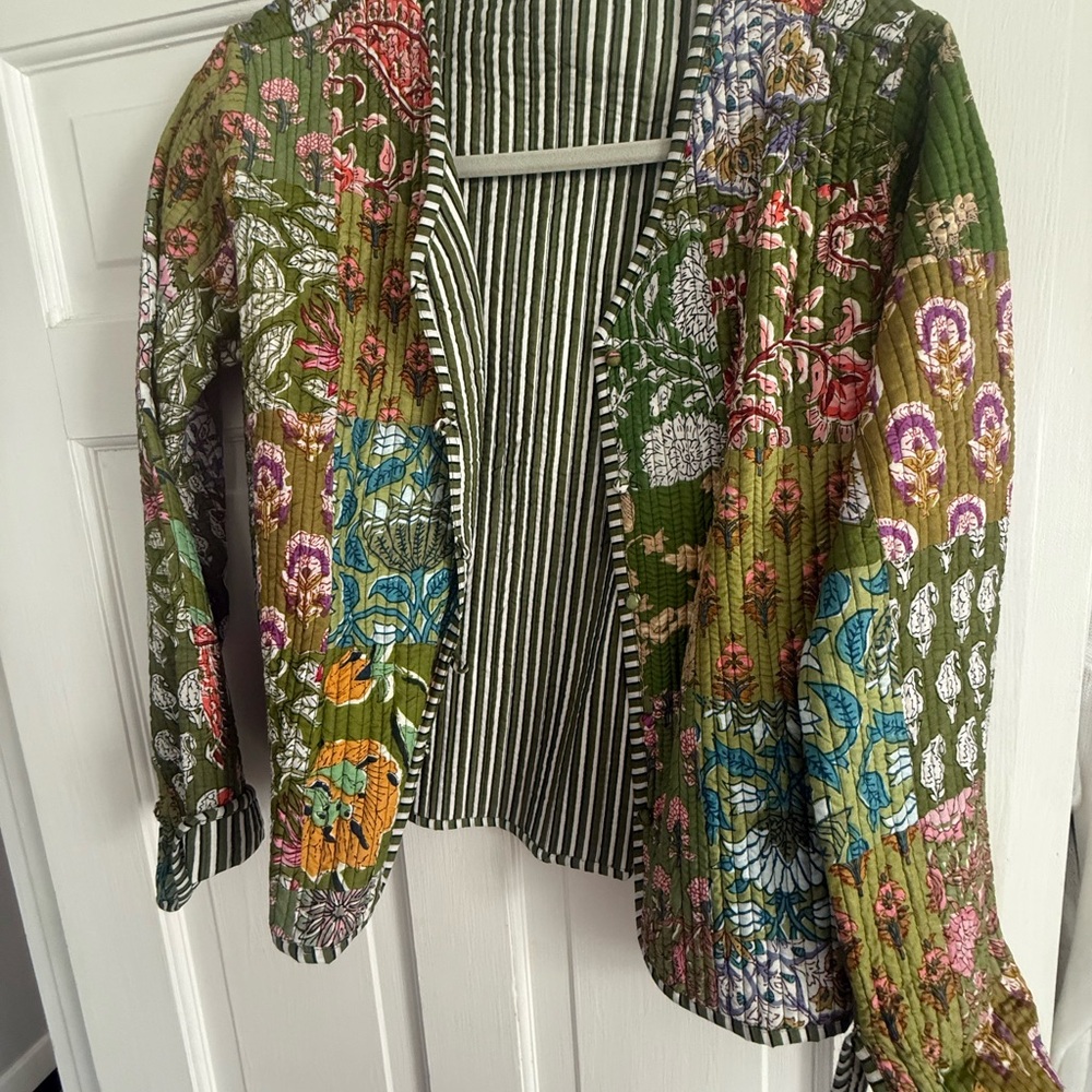 Floral Green Quilted Jacket
